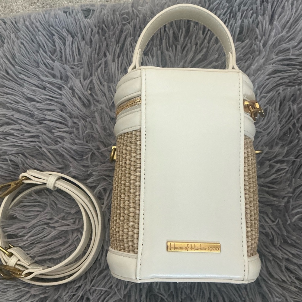 House of Harlow 1960 Cream and Tan Woven Bag~